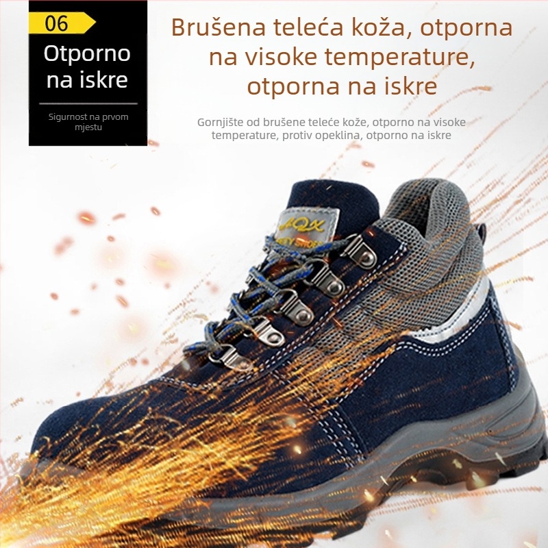 Visoke cipele za zavarivanje s čeličnim prstom, zaštita od udara i probijanja, otporne na klizanje, otporne na habanje, čvrsta potplata, ojačani jezičac, prašno i prskanje otporno, toplinski otporne.