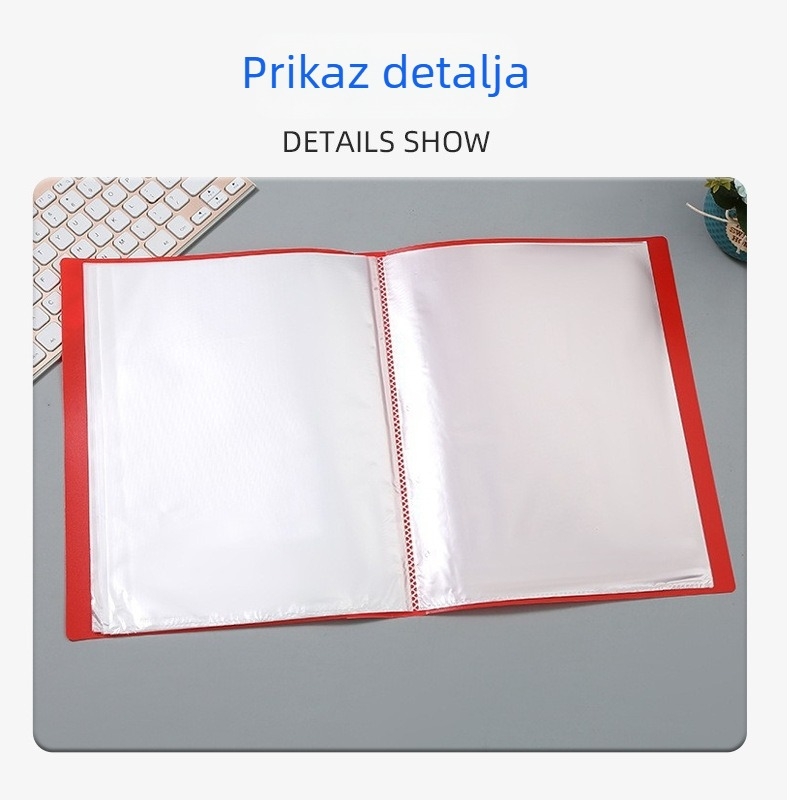 A4 dokument mapa s dvostrukim klipsom, PP tvrdom koricom i prozirnim umetcima za stranice