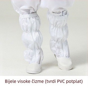 Prilagodljive anti-statističke dugačke čizme s PU debelim mekanim potplatom, prozračni gornji dio s mrežicom, pogodne za čiste radne prostore, visoke čizme, tisk logotipa dostupan