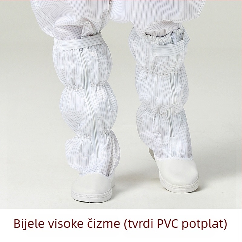 Prilagodljive anti-statističke dugačke čizme s PU debelim mekanim potplatom, prozračni gornji dio s mrežicom, pogodne za čiste radne prostore, visoke čizme, tisk logotipa dostupan