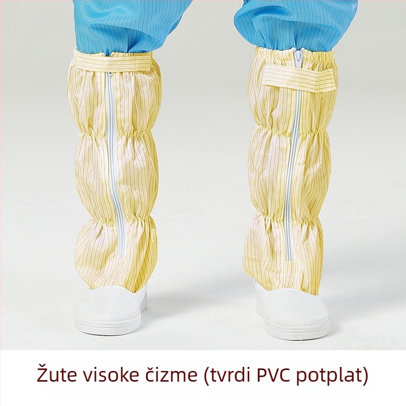 Prilagodljive anti-statističke dugačke čizme s PU debelim mekanim potplatom, prozračni gornji dio s mrežicom, pogodne za čiste radne prostore, visoke čizme, tisk logotipa dostupan