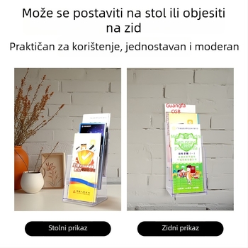 Akrilni spremnik za dokumente A4 i prozirni stalak za prezentaciju brošura i novina