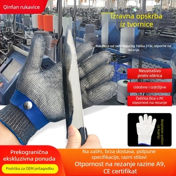 Rukavice za rezanje od 316 čeličnog užeta za klanje riba, A9 razina, zaštita ruku, otporne na posjekotine i ogrebotine