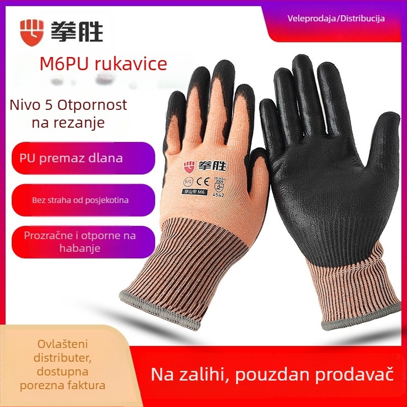 Quan Sheng M6 rukavice za zaštitu od rezanja, razina 5, otporne na probijanje, otporne na habanje, ulje i proklizavanje za gradilište