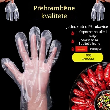 Jednokratne rukavice, debeli verzija, izdržljive, u vrećici, PE prehrambena kvaliteta, za komercijalni catering