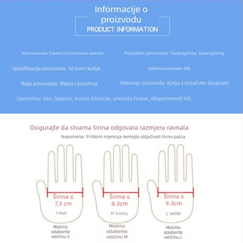 Jednokratne PVC rukavice za prste za ljepotu i tetoviranje, prozirne, protuklizne, veličine S/M/L.