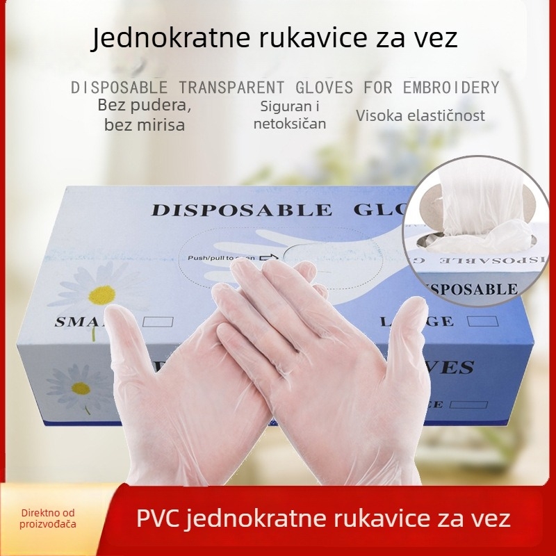 Jednokratne PVC rukavice za prste za ljepotu i tetoviranje, prozirne, protuklizne, veličine S/M/L.