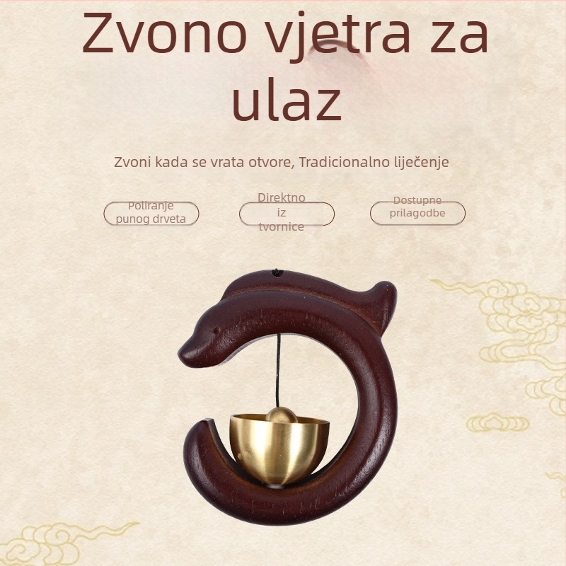 Dopamin wind chime s bakrenim zvonom, magnetsko unutarnje zvono za vrata, minimalistička viseća dekoracija i drveni magnets za hladnjak