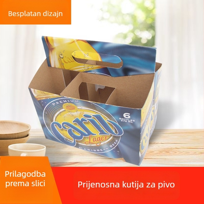 Božićna kutija za pakiranje pića, prijenosna kutija za pivo za restorane i KTV, 6 boca