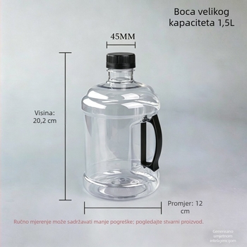 1,5 L PET plastična boca sa širokim otvorom, debeli zid, boca za piće, prazna boca