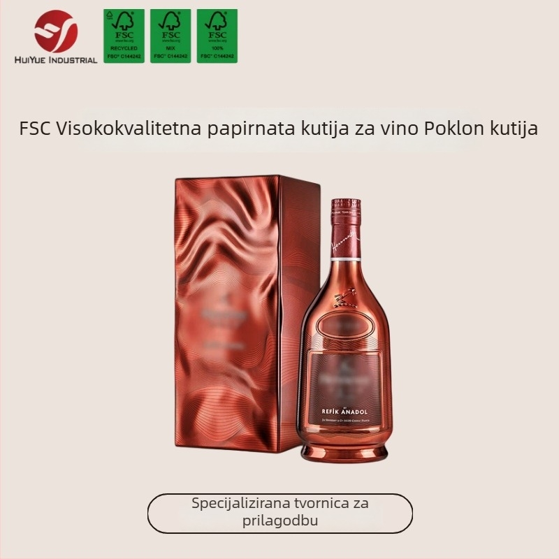 GRS certificirana papirnata kutija za darove visoke klase crnog vina — ambalaža za jednu bocu