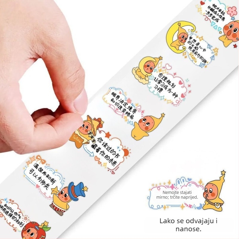 1050 naljepnica s zvjezdanim likovima – rolne naljepnice s poticajem, crtić‑stil za djecu – DIY kreativni set naljepnica