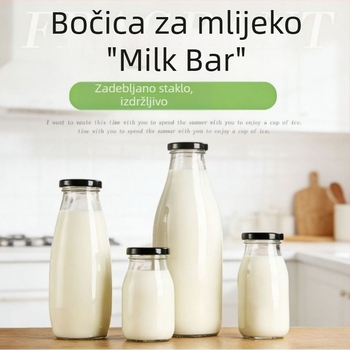 Prozirna staklena boca za hranu, mliječna boca visoke kvalitete, zatvorena boca za napitke, boca za sok i puding, boca za ponovno punjenje