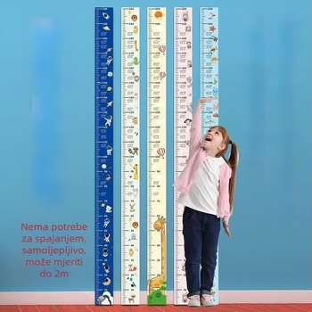 Dječji zidni naljepnica za mjerenje visine, jednim komadom, crtić dizajn, 2 m