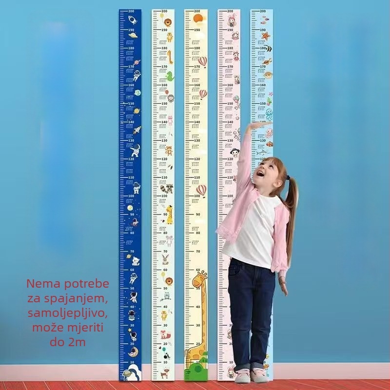 Dječji zidni naljepnica za mjerenje visine, jednim komadom, crtić dizajn, 2 m
