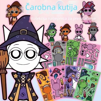 Rhythm Box Halloween kreativne naljepnice za promjenu lica, slatka vještica, edukativne ručno izrađene dekorativne naljepnice