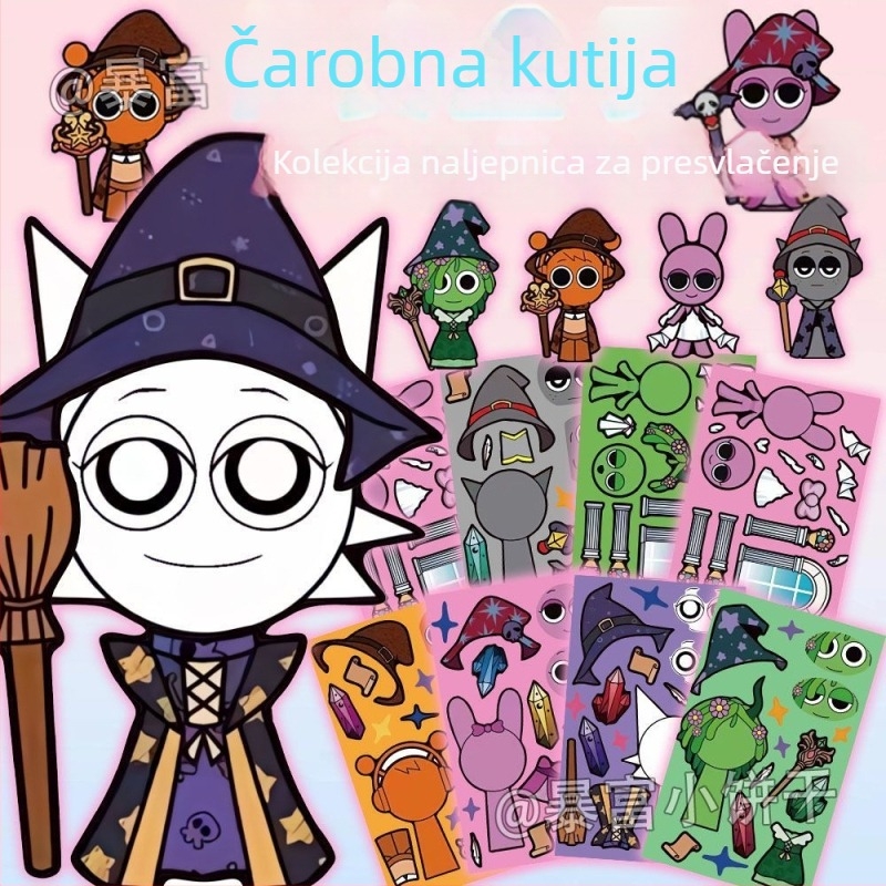 Rhythm Box Halloween kreativne naljepnice za promjenu lica, slatka vještica, edukativne ručno izrađene dekorativne naljepnice
