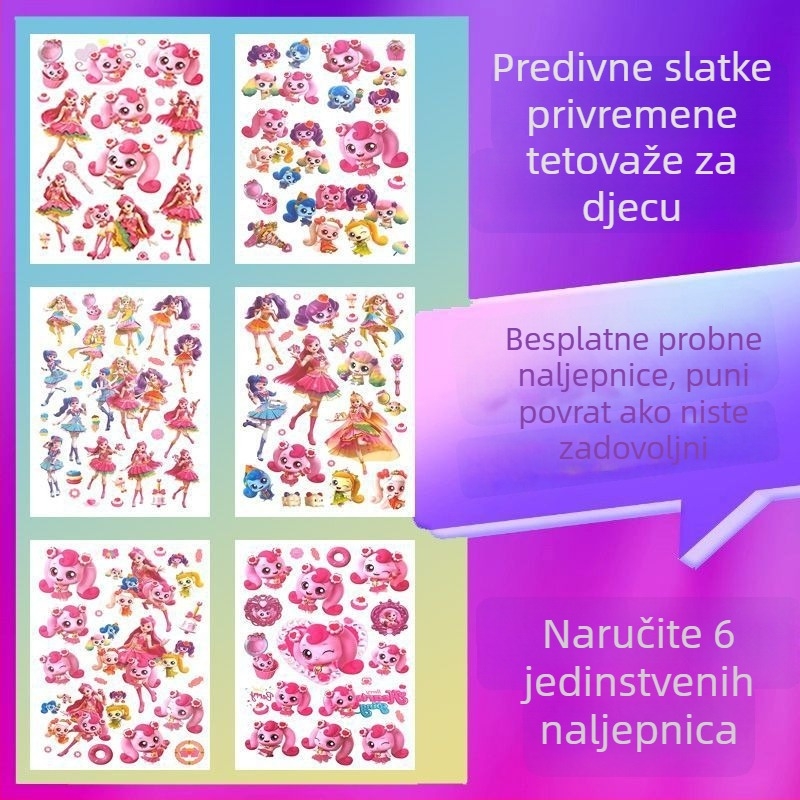 Tattoo naljepnice za djecu — slatki dizajni za djevojčice, nove, netoksične, vodootporne, dugotrajne, za jednokratnu upotrebu