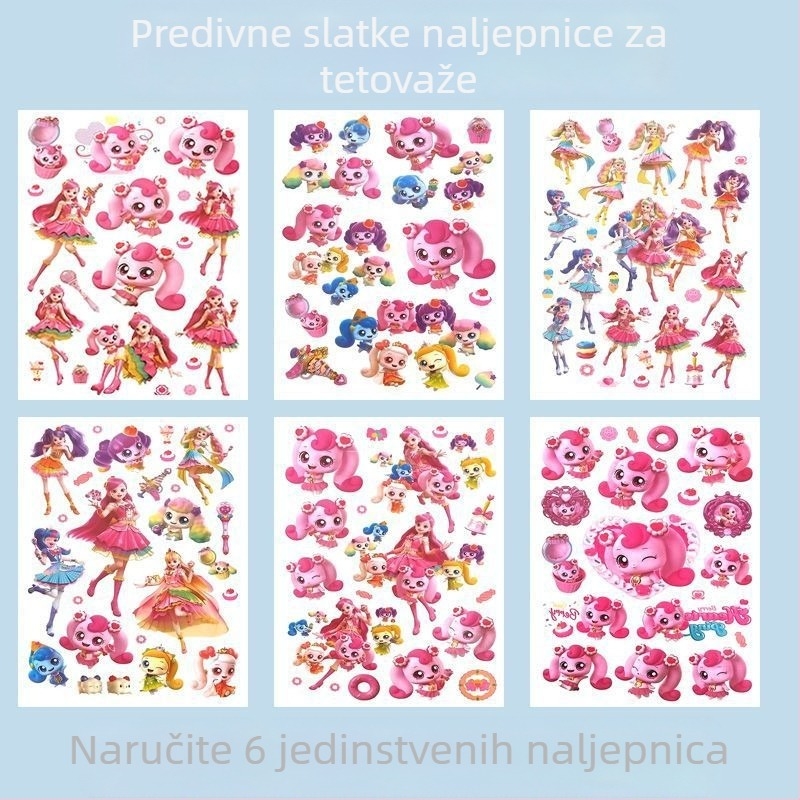 Tattoo naljepnice za djecu — slatki dizajni za djevojčice, nove, netoksične, vodootporne, dugotrajne, za jednokratnu upotrebu