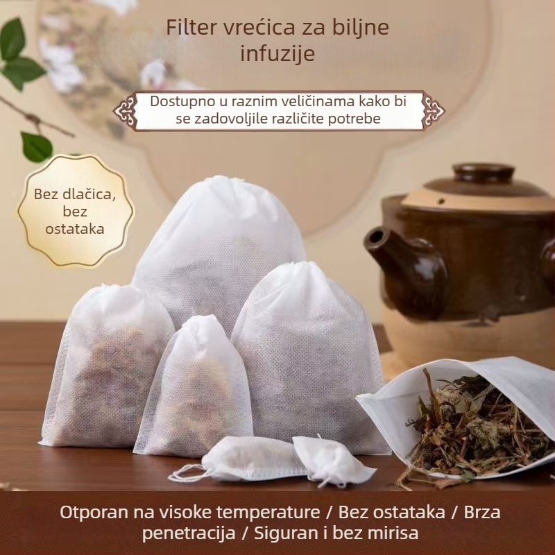 Jednokratne vrećice za čaj od netkanog materijala sa vezicom, za čaj, juhe i dekokte