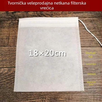 18×20 cm vrećica od netkanog materijala s vrpcom, za biljne dekocije, čaj, filtriranje vrećice i aromatične vrećice