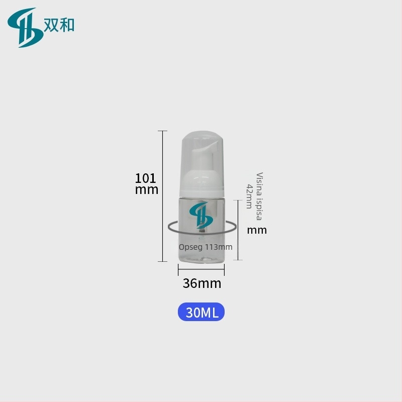 PET plastična boca s pumpom za pjenu za čišćenje lica, 30ml/60ml, pjena od aminokiselina