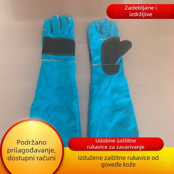 60 cm dugačke rukavice za zavarivanje od teleće kože, debeli zaštitni rukav s zaštitom od ugriza kućnih ljubimaca i ogrebotina mačaka
