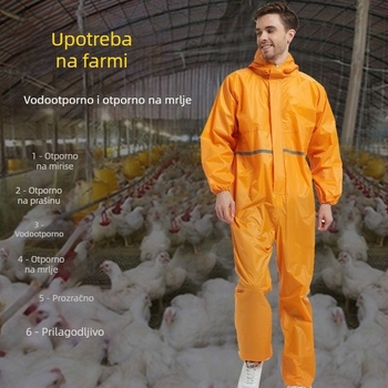 Kombinezon s kapucjom za svinjogojstvo — zaštitno odijelo za hranjenje svinja, otporno na prašinu, vodootporno i otporno na ulje.