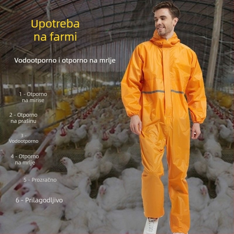Kombinezon s kapucjom za svinjogojstvo — zaštitno odijelo za hranjenje svinja, otporno na prašinu, vodootporno i otporno na ulje.
