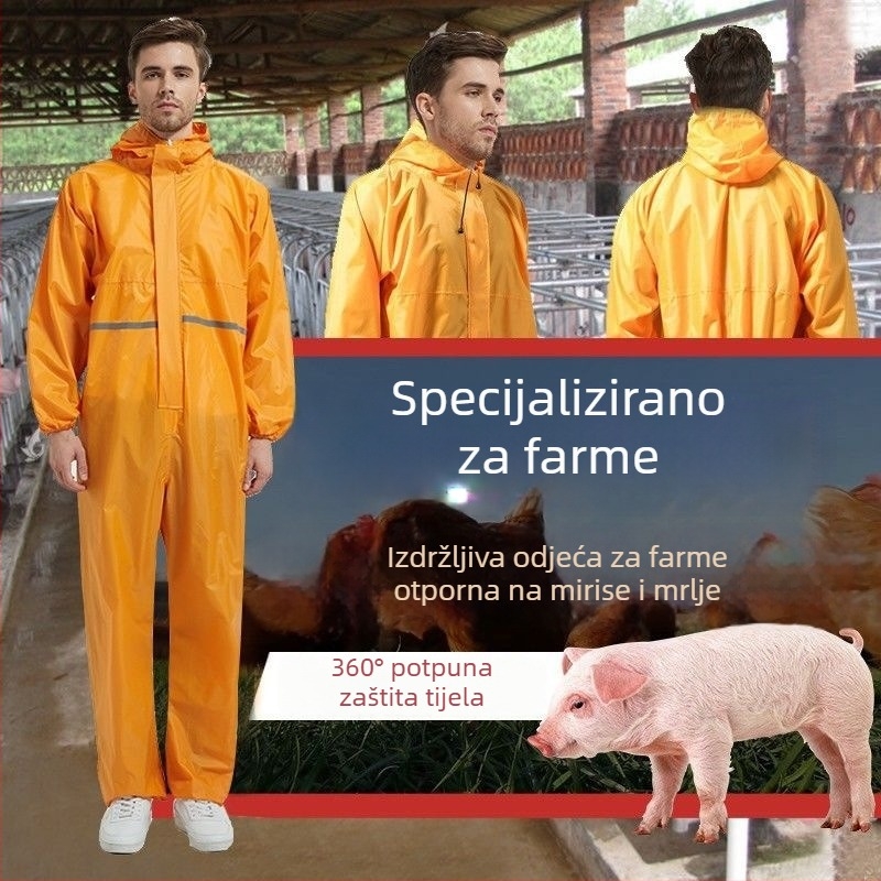 Kombinezon s kapucjom za svinjogojstvo — zaštitno odijelo za hranjenje svinja, otporno na prašinu, vodootporno i otporno na ulje.