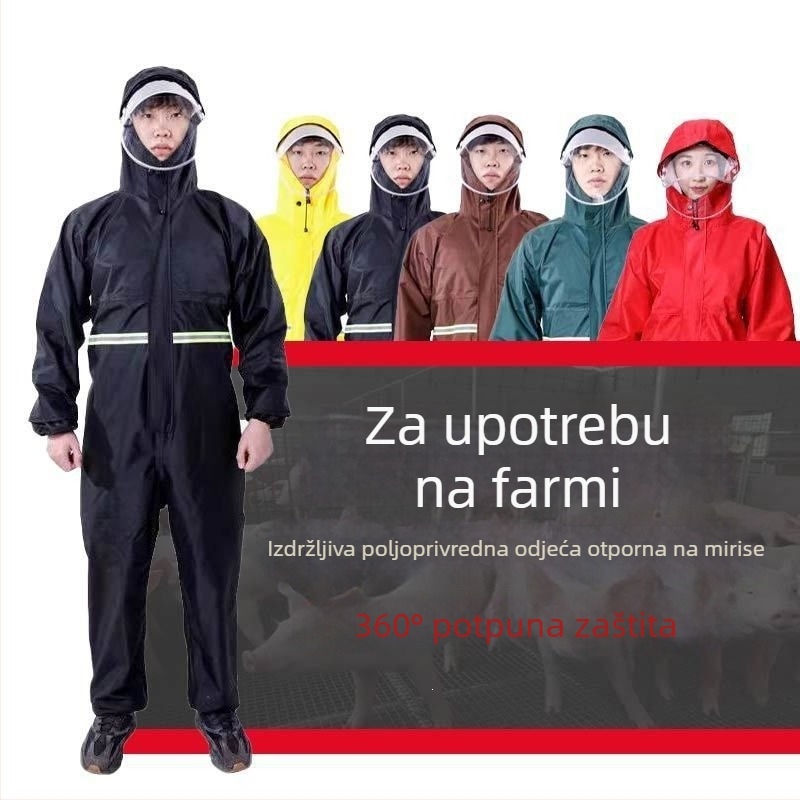 Jednodijelni zaštitni kombinezon s kapuljačom za svinje – otporan na prašinu, mirise, vodu, ulje i mrlje, periv, unisex, potpuno tijelo zaštita