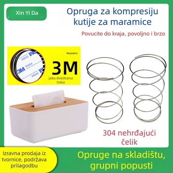 Set za kutiju za salvete s oprugom od 304 nehrđajućeg čelika, automatsko podizanje, uključuje 3M dvostranu ljepljivu traku