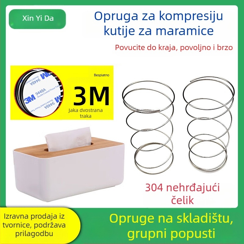 Set za kutiju za salvete s oprugom od 304 nehrđajućeg čelika, automatsko podizanje, uključuje 3M dvostranu ljepljivu traku
