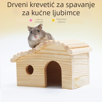 Drvena igračka za hrčka s šumskom kućom, gnijezdom za spavanje i izviđačkim tornjem
