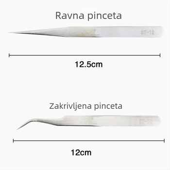 Pinzete za trepavice visoke preciznosti, antistaticke, za ekstenzije trepavica, zakrivljene i ravne