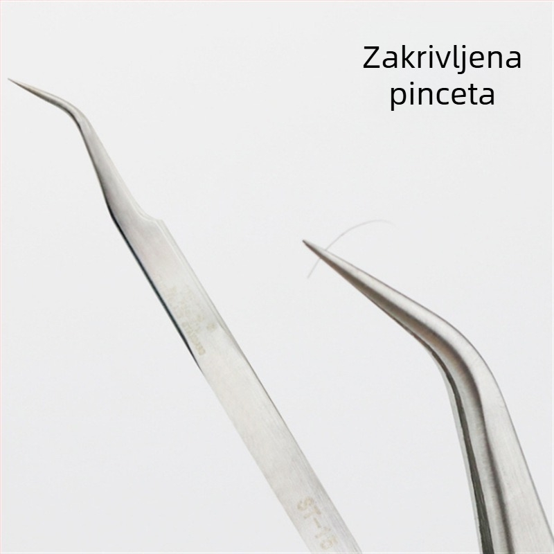 Pinzete za trepavice visoke preciznosti, antistaticke, za ekstenzije trepavica, zakrivljene i ravne