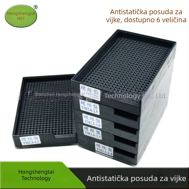 Plastična pločica za vijake, antistatična, crna, za elektroniku, razmak 1-5 mm