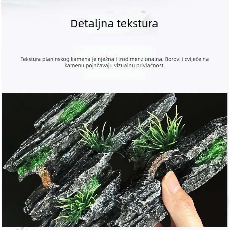 Set akvarijskog krajolika s ukrasnim kamenom i vodnim biljem – mali ukrasi i špilje za skrivanja