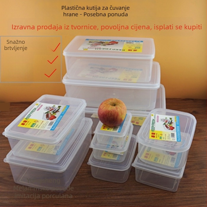 Hualong pravokutna prozirna plastična kutija za čuvanje hrane, 1-2 L
