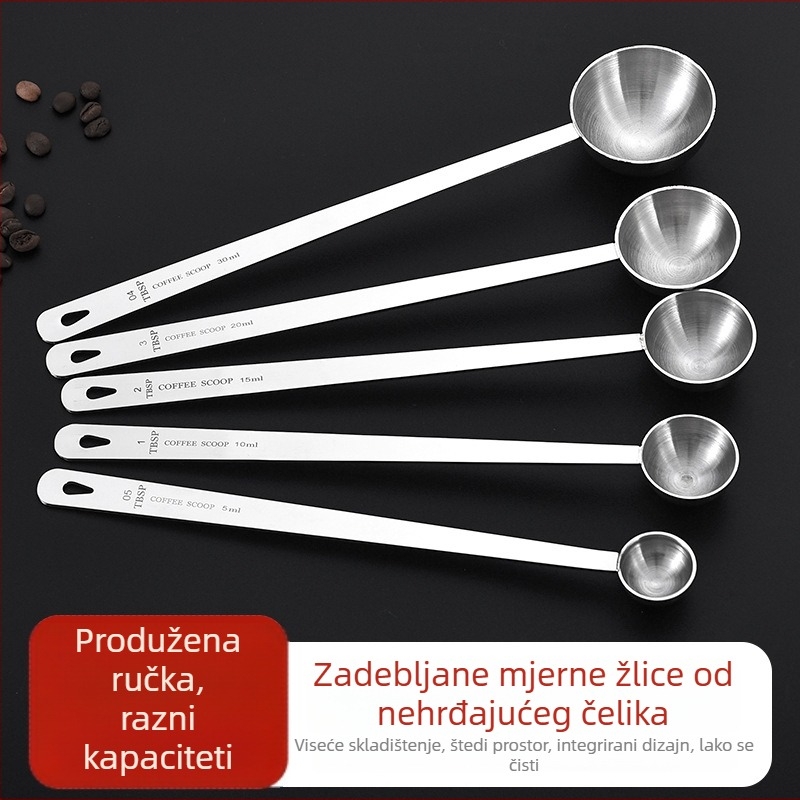 Set mjernih žlica od nehrđajućeg čelika 304, s debelim tijelom i dugom drškom, 50 ml mjernu posudu s oznakom i 40 ml žlicu za pečenje, za profesionalnu upotrebu