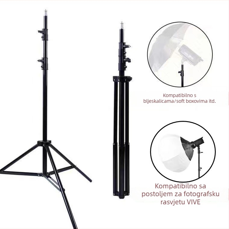 2,8 m podni tripod s držačem za telefon i rasvjetom za prijenos uživo