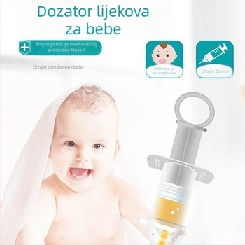 Sisač za davanje lijekova bebama, s mjernom skalom i malim čašicom, medicinska i kućna uporaba