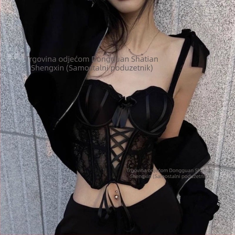 Seksi kratki bustier s ugrađenim jastučićem i čvrstim kostima, korzet s ribljim kostima, vitko struk, top s naramenicama za klub