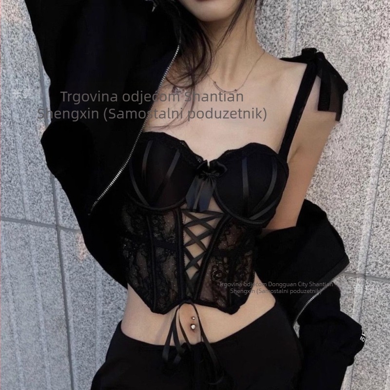 Seksi kratki bustier s ugrađenim jastučićem i čvrstim kostima, korzet s ribljim kostima, vitko struk, top s naramenicama za klub