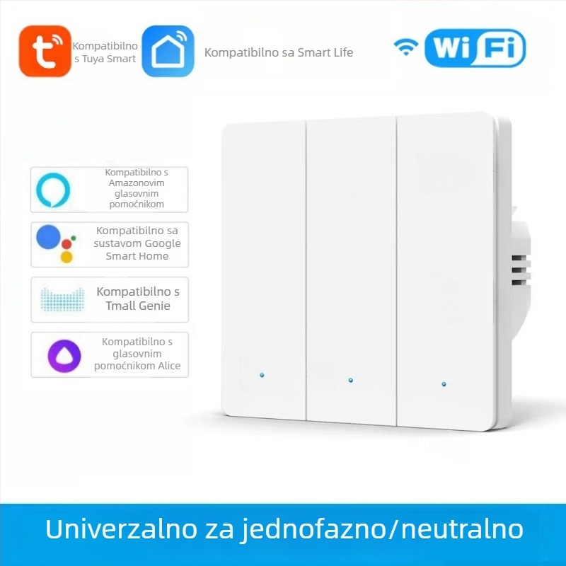 WiFi prekidač s T34, Bluetooth, 433 MHz, dvostruki i trostruki način rada, daljinsko upravljanje putem aplikacije, panel s točkicama