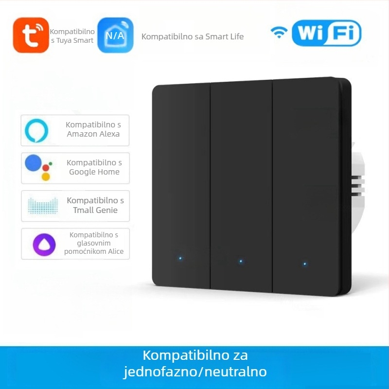 WiFi prekidač s T34, Bluetooth, 433 MHz, dvostruki i trostruki način rada, daljinsko upravljanje putem aplikacije, panel s točkicama
