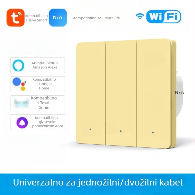 WiFi prekidač s T34, Bluetooth, 433 MHz, dvostruki i trostruki način rada, daljinsko upravljanje putem aplikacije, panel s točkicama