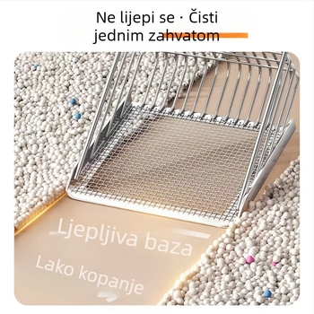 Metalna lopatica za mačji pijesak s dugim držalom