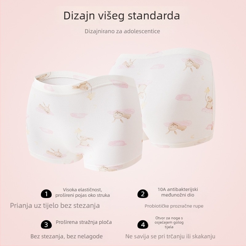 Modal donje rublje za djevojčice, boxer hlačice srednjeg pojasa s mašnicom, za djecu 3–8 godina