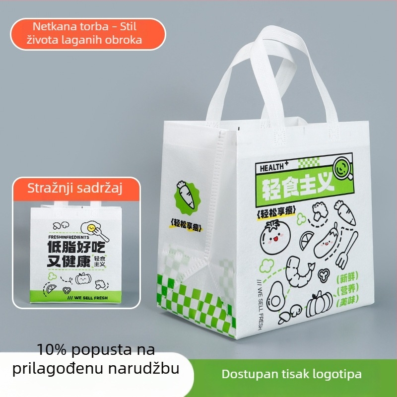 Vreće za dostavu od netkanog materijala, vodootporne, za komercijalni catering, lagani obroci, ekološki prihvatljiva ambalaža, tote torba s otiskom logotipa